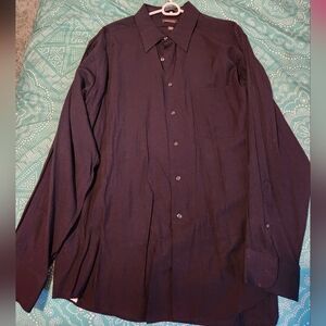 Arrow Men's All Black Silk Dress Shirt